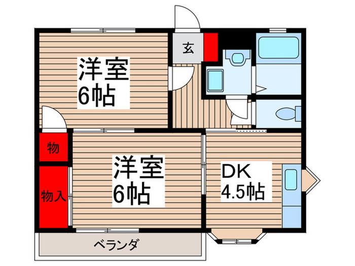 アバンサールプリモB(2DK/2階)の間取り写真