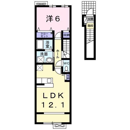 ボヌールS(1LDK/2階)の間取り写真