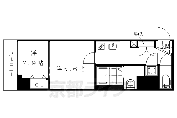 ファーストフィオーレ京都西陣(2K/4階)の間取り写真