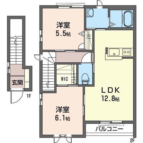 メゾン・ファミールC棟(2LDK/2階)の間取り写真