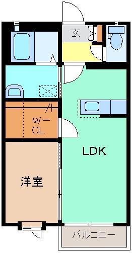 ラフィーネコート(1LDK/2階)の間取り写真