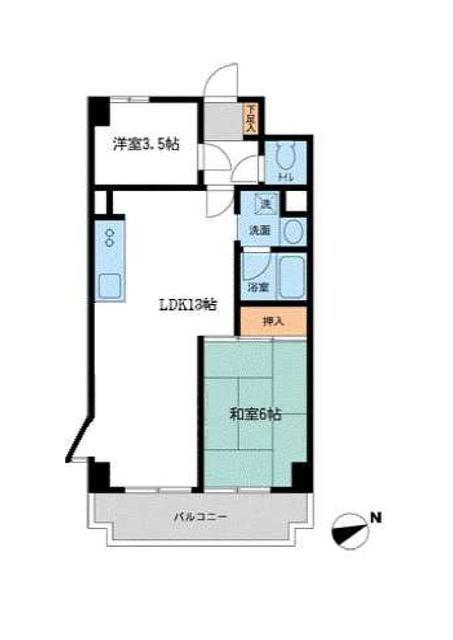 入間市駅前ビル(2LDK/7階)の間取り写真