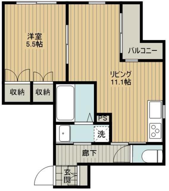 A-STYLE北大宮(1LDK/1階)の間取り写真