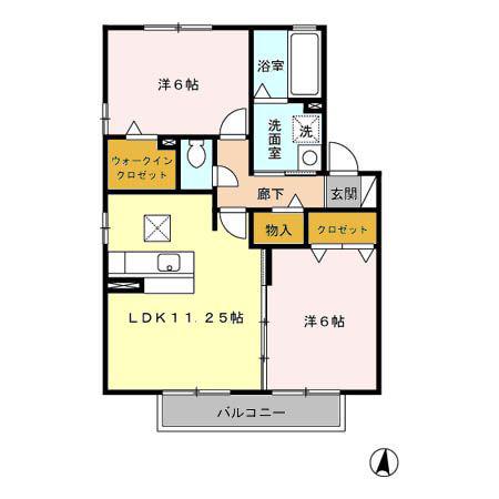 ヴィラ・ローザ(2LDK/1階)の間取り写真