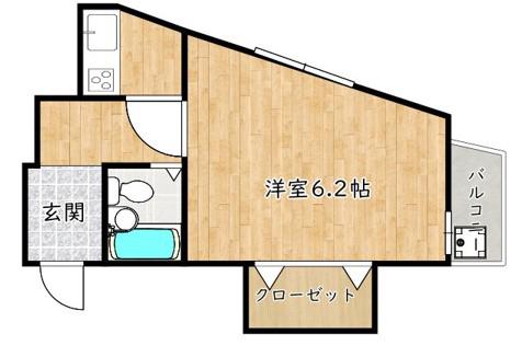 コサエール(1K/2階)の間取り写真