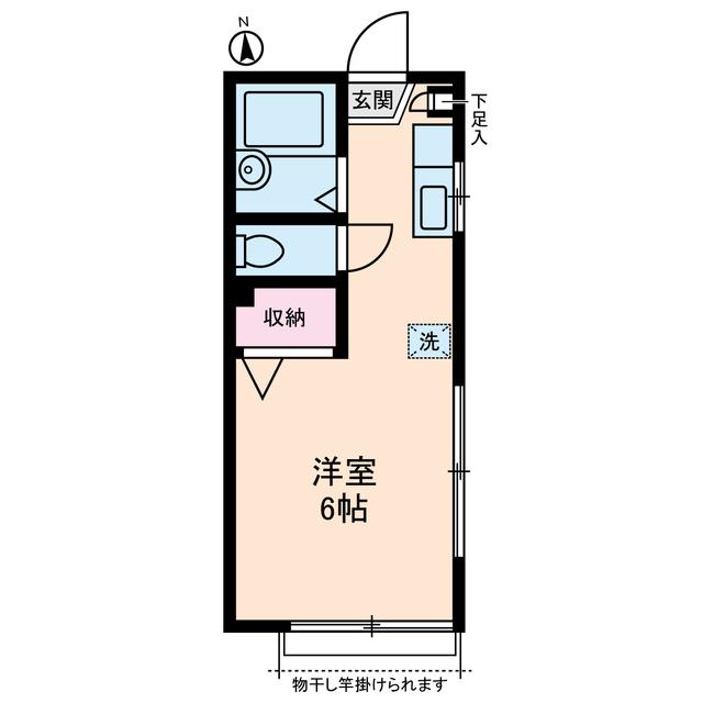 アパート松毬(ワンルーム/2階)の間取り写真