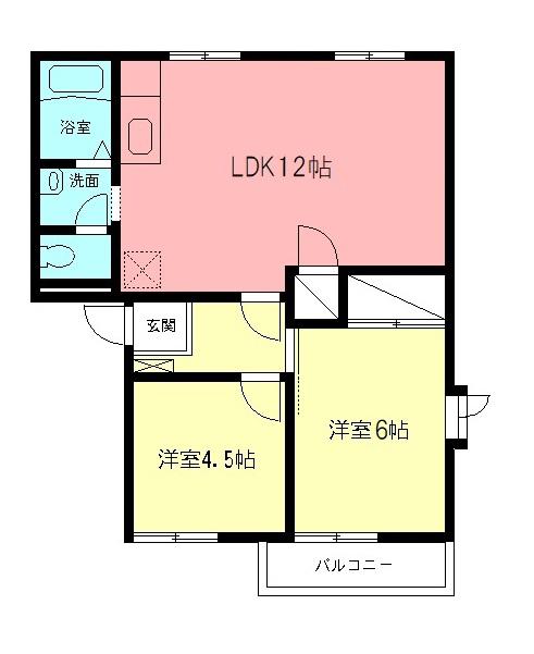 パストラルB(2LDK/1階)の間取り写真