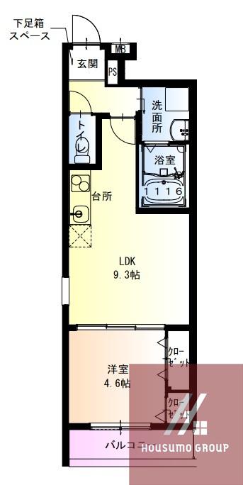 フジパレス松虫通ウエスト(1LDK/2階)の間取り写真