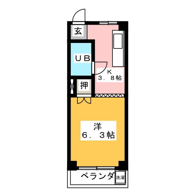 ラ・ブリリアント(ワンルーム/1階)の間取り写真