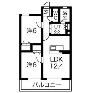 K・ウエスト(2LDK/2階)の間取り写真