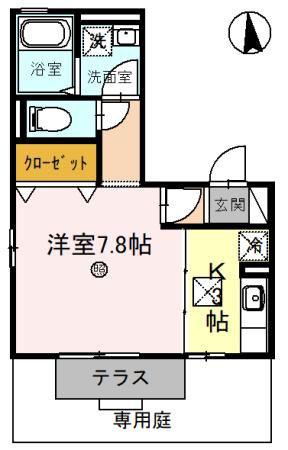 ラフィーネ (1K/1階)の間取り写真