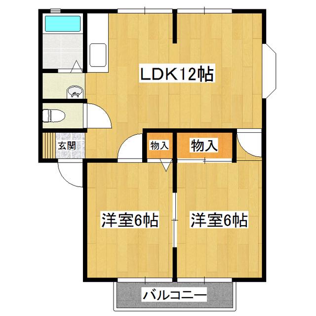 サンライフ来田(2LDK/1階)の間取り写真