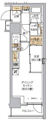 リビオメゾン西麻布(1LDK/5階)の間取り写真