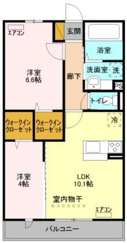 ペイサージュ(2LDK/2階)の間取り写真