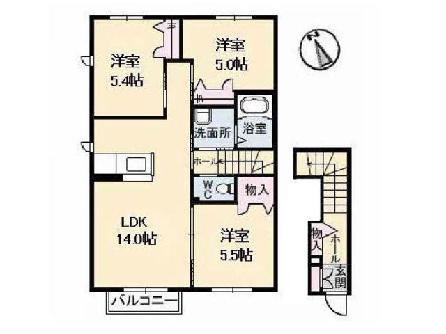 サン・シャイン東川口 B棟(3LDK/2階)の間取り写真