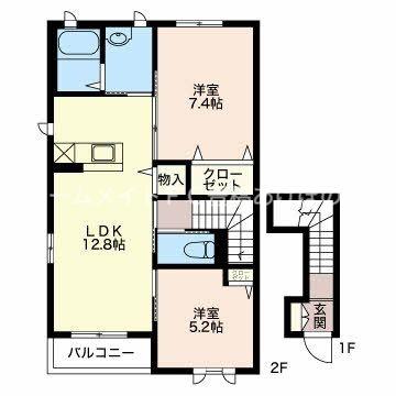 クラヴィエ壱番館(2LDK/2階)の間取り写真