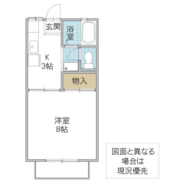 ハイツかもしだ(1K/2階)の間取り写真