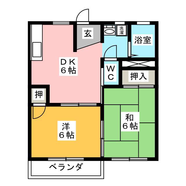 アルカディア(2DK/2階)の間取り写真