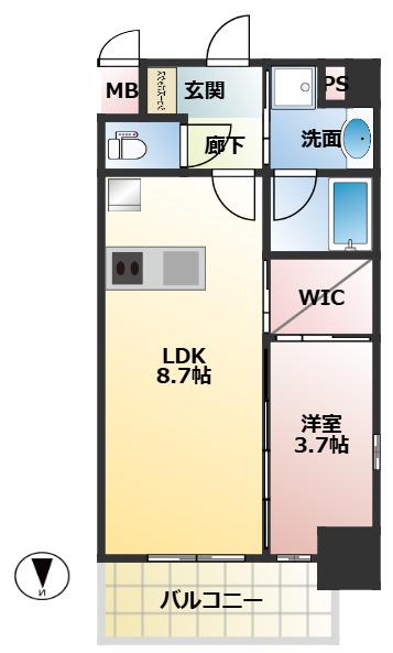 ORSUS大阪福島(1LDK/12階)の間取り写真