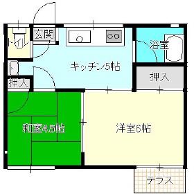 第二フリーデン(2K/1階)の間取り写真