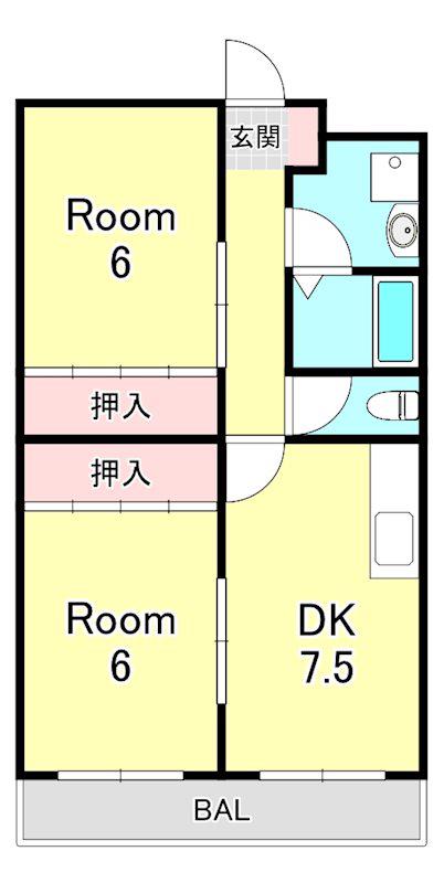 コリーヌⅡ番館(2DK/3階)の間取り写真