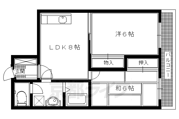 メゾンドール東条(2LDK/3階)の間取り写真