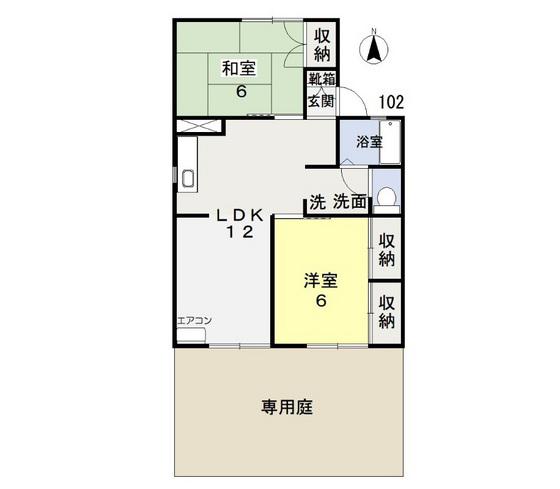 リベルテひらたB棟(2LDK/1階)の間取り写真