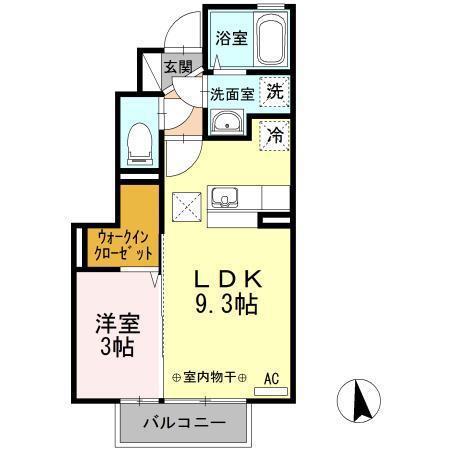 グランディ城下(1LDK/1階)の間取り写真