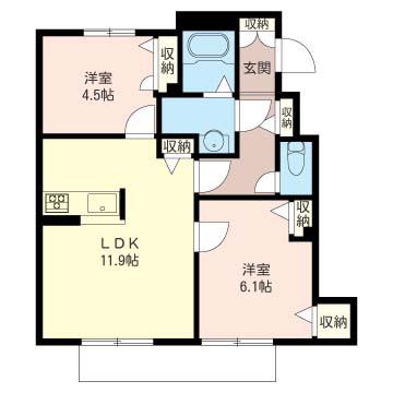 ドルチェヴィータ B(2LDK/1階)の間取り写真
