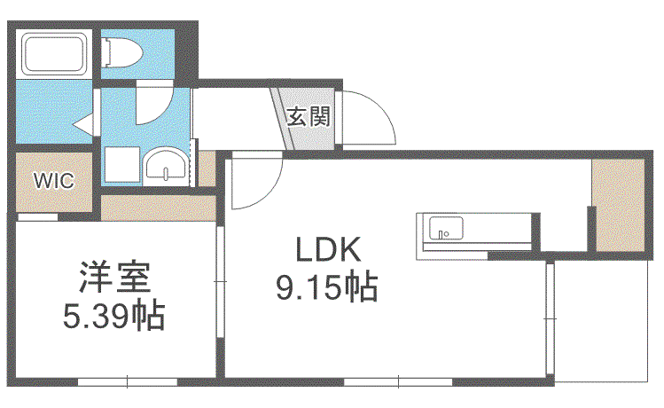 リゾナテラス千歳(1LDK/1階)の間取り写真