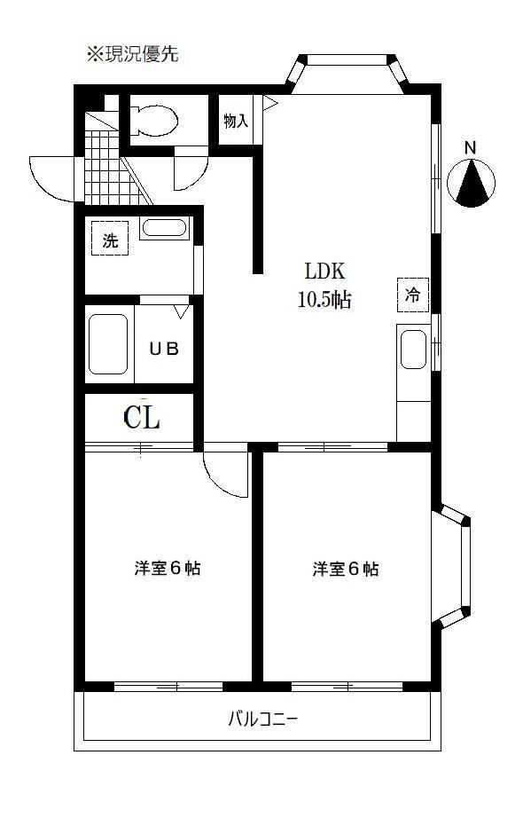 ウィステリア貝塚(2LDK/2階)の間取り写真