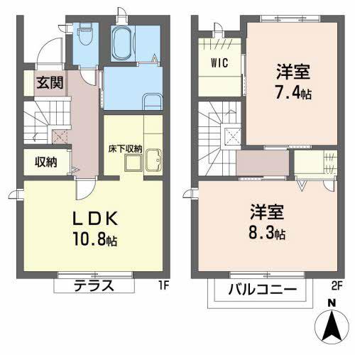 リッフェル長町(2LDK/1階)の間取り写真