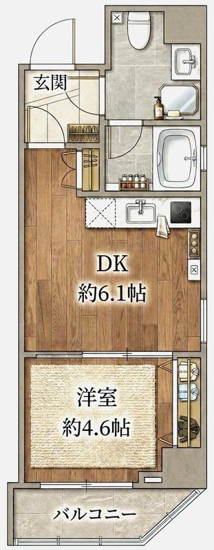 プレスタンテ ウィステリア(1DK/4階)の間取り写真