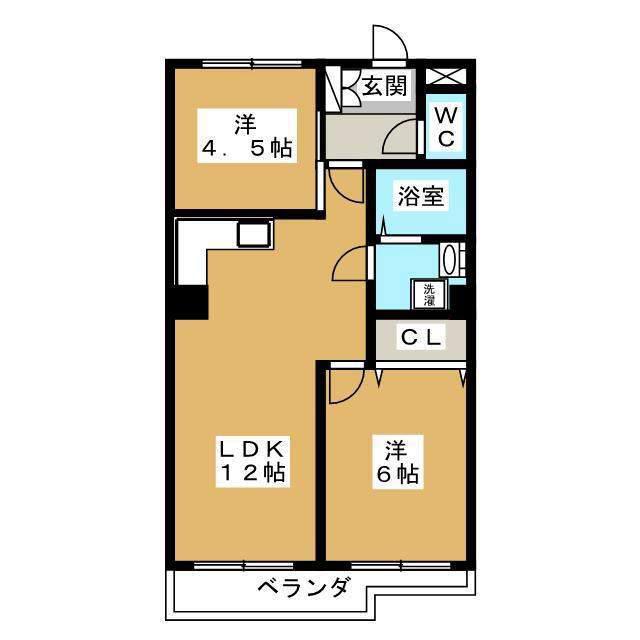 西国立グリーンマンション(2LDK/2階)の間取り写真