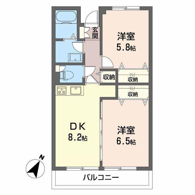 サンロード伊豆(2DK/4階)の間取り写真