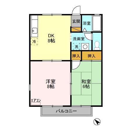 ファーストハイツ福王台(2DK/1階)の間取り写真