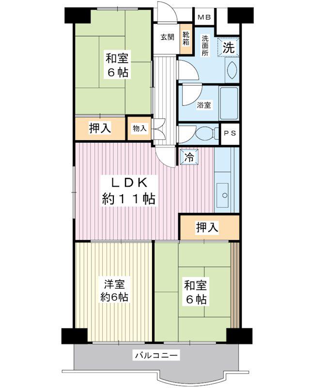 サンコーポ浦安E棟(3LDK/3階)の間取り写真