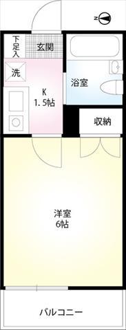 グローバルコートハウス(1K/1階)の間取り写真