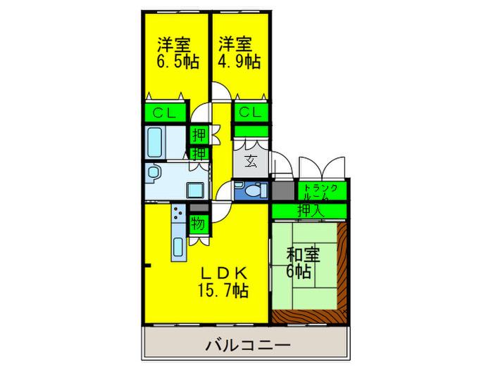 ハウス大美野(3LDK/2階)の間取り写真