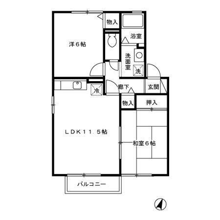 セジュールKO(2LDK/2階)の間取り写真