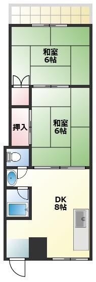 阪山ハイツA棟(2DK/2階)の間取り写真