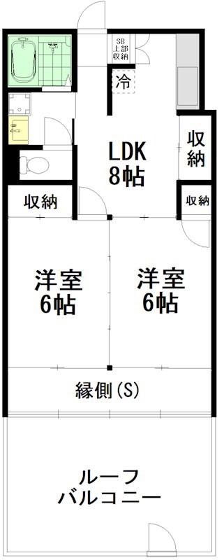都営大江戸線 新江古田駅 徒歩2分 7階建 築62年(2SLDK/2階)の間取り写真