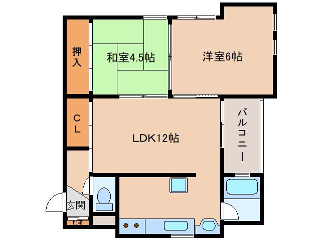 ドムス壱分(2LDK/3階)の間取り写真