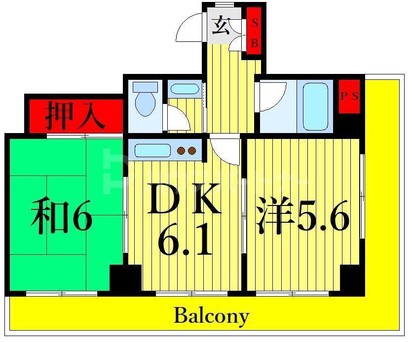第6メゾンドヨシノ(2DK/5階)の間取り写真