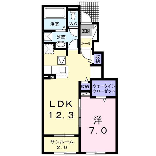 アルモニー八代II(1LDK/1階)の間取り写真