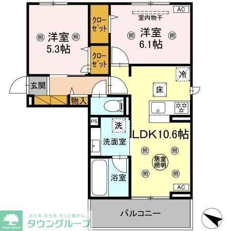 コニフェールIII(2LDK/1階)の間取り写真