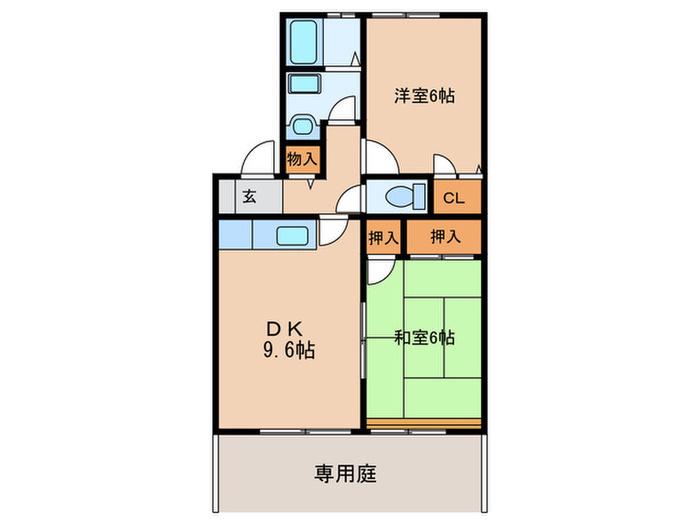 アムール8(2LDK/1階)の間取り写真