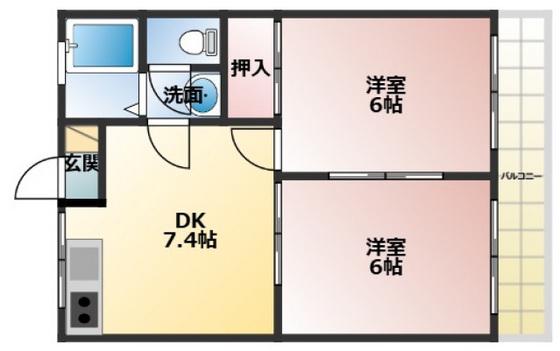 メゾン三宅(2DK/3階)の間取り写真