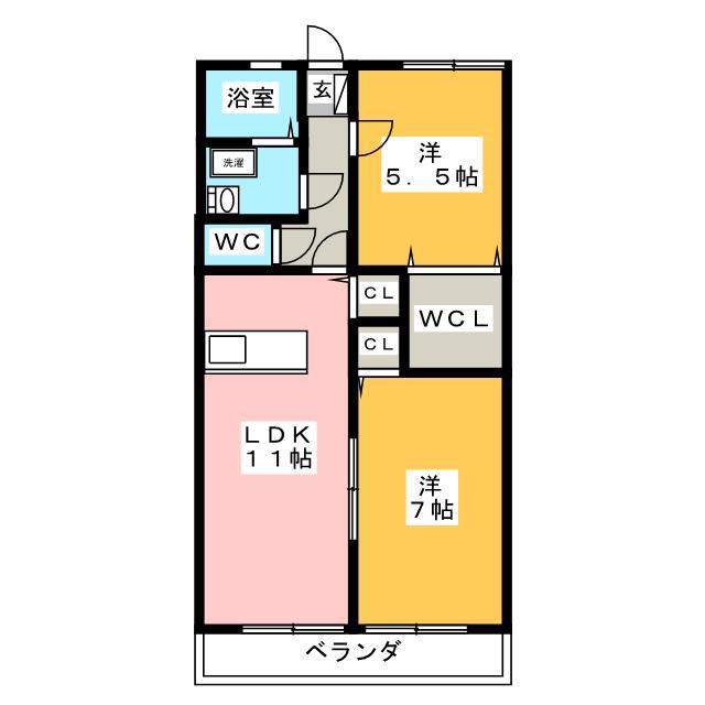 CASA FELICE A(2LDK/1階)の間取り写真