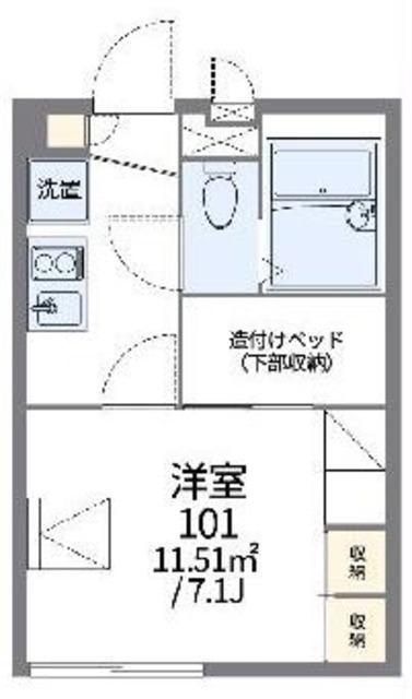 レオパレスブライト ビューティ(1K/1階)の間取り写真